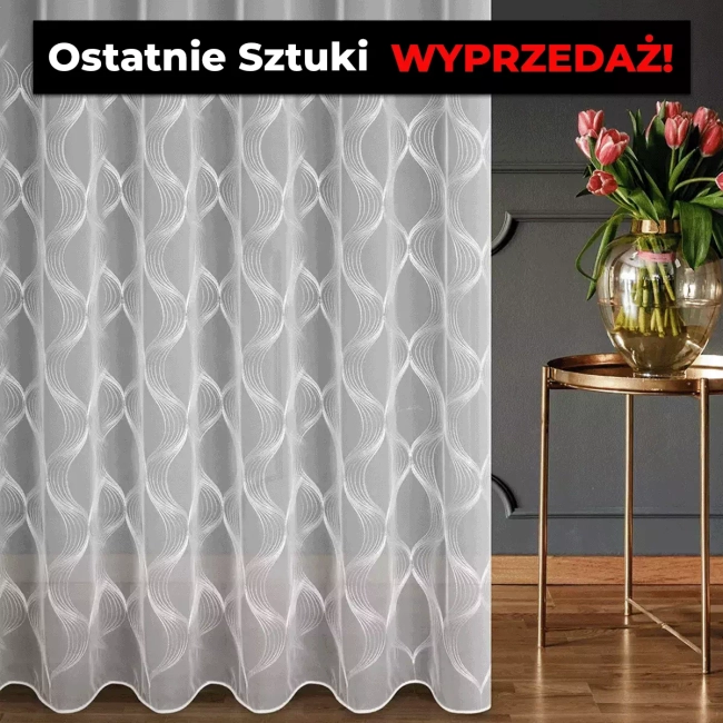 Długa Firana Gotowa do salonu Anastazja - Firany na wymiar do salonu - Ostatnie sztuki